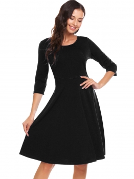 Black Vintage 3"4 Sleeve Solid O Neck Audrey Hepburn Classy Rockabilly Swing Work Dress, Multicolor
Black Vintage 3"4 Sleeve Solid O Neck Audrey Hepburn Classy Rockabilly Swing Work Dress, Multicolor