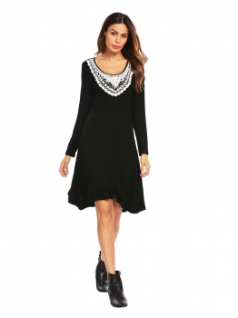 Black Women Long Sleeve Lace Patchwork Slim Fit Irregular Ruffles Casual Dress, Multicolor
Black Women Long Sleeve Lace Patchwork Slim Fit Irregular Ruffles Casual Dress, Multicolor