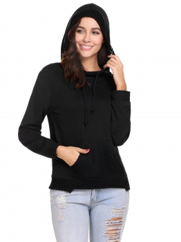 Black Women Casual Hooded Long Sleeve Mesh Trimmed Pullover Hoodie Sweatshirt Tops, Multicolor
Black Women Casual Hooded Long Sleeve Mesh Trimmed Pullover Hoodie Sweatshirt Tops, Multicolor