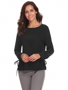 Black Women Casual O-Neck Long Sleeve Solid Back and Cuffs Lace Up Loose Blouse T-shirt Tops, Multicolor
Black Women Casual O-Neck Long Sleeve Solid Back and Cuffs Lace Up Loose Blouse T-shirt Tops, Multicolor