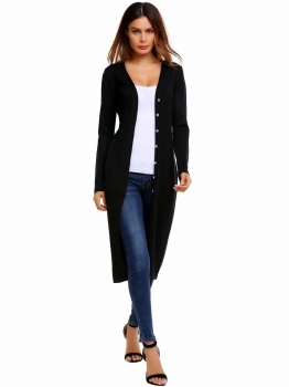 Black Long Sleeve Lightweight Open Front Solid Fit Knitted Cardigan, Multicolor 
Black Long Sleeve Lightweight Open Front Solid Fit Knitted Cardigan, Multicolor