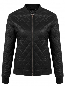 Black Women Long Sleeve Solid Zip-up Cotton Padded Quilted Bomber Coat, Multicolor
Black Women Long Sleeve Solid Zip-up Cotton Padded Quilted Bomber Coat, Multicolor