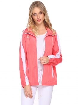 Rose red Women Hooded Long Sleeve Lightweight Waterproof Zipper Raincoat Pockets, Multicolor
Rose red Women Hooded Long Sleeve Lightweight Waterproof Zipper Raincoat Pockets, Multicolor