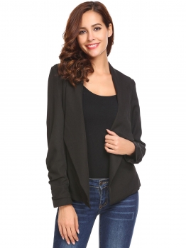 Black Women Casual Turn-down Collar Long Sleeve Solid Asymmetrical Hem Slim Fit Blazer Outwear, Multicolor 
Black Women Casual Turn-down Collar Long Sleeve Solid Asymmetrical Hem Slim Fit Blazer Outwear, Multicolor
