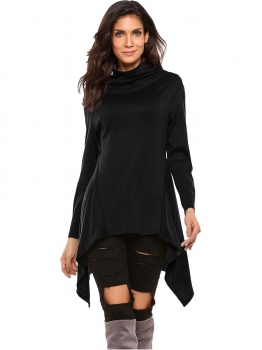 Black Turtleneck Long Sleeve Solid Irregular Hem Slim Fit Tops, Multicolor
Black Turtleneck Long Sleeve Solid Irregular Hem Slim Fit Tops, Multicolor