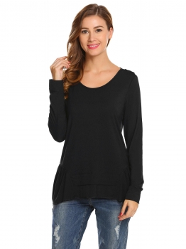 Black Women Casual O-Neck Long Sleeve Solid Asymmetrical Hem Regular Fit Sexy Blouse T-shirt Tops, Multicolor
Black Women Casual O-Neck Long Sleeve Solid Asymmetrical Hem Regular Fit Sexy Blouse T-shirt Tops, Multicolor