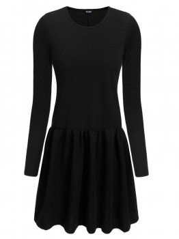 Black Women Round Neck Long Sleeve Solid Drop Ruched Waist Irregular Hem Pleated Dress, Multicolor
Black Women Round Neck Long Sleeve Solid Drop Ruched Waist Irregular Hem Pleated Dress, Multicolor
