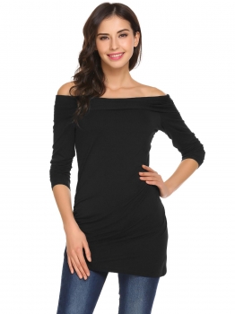 Black Women Casual Off Shoulder Long Sleeve Ruched Asymmetrical T-Shirt Top, Multicolor
Black Women Casual Off Shoulder Long Sleeve Ruched Asymmetrical T-Shirt Top, Multicolor