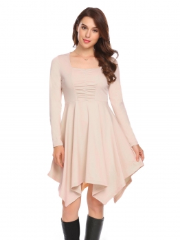 Beige Long Sleeve Square Neck Slim Waist Loose A-Line Asymmetrical Dress, Multicolor
Beige Long Sleeve Square Neck Slim Waist Loose A-Line Asymmetrical Dress, Multicolor