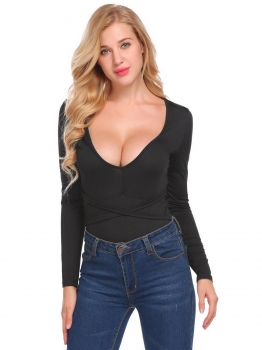 Black Women Casual Deep V Neck Long Sleeve Solid Waist Bandage Jumpsuit Blouse, Multicolor
Black Women Casual Deep V Neck Long Sleeve Solid Waist Bandage Jumpsuit Blouse, Multicolor