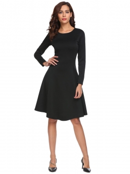 Black Stylish Round Neck Long Sleeve Solid Swing A Line Going Out Dress, Multicolor
Black Stylish Round Neck Long Sleeve Solid Swing A Line Going Out Dress, Multicolor