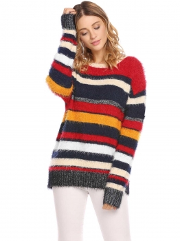 Pattern O-Neck Long Sleeve Striped Thread Hem and Cuffs Knit Pullover Sweater, Multicolor
Pattern O-Neck Long Sleeve Striped Thread Hem and Cuffs Knit Pullover Sweater, Multicolor