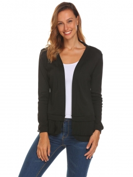 Black Women Casual V-Neck Long Sleeve Patchwork Front Open Ruffle Hem Sexy Cardigan, Multicolor
Black Women Casual V-Neck Long Sleeve Patchwork Front Open Ruffle Hem Sexy Cardigan, Multicolor