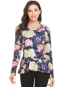 Navy blue Women Casual O-Neck Long Sleeve Prints A-Line Pleated Hem Sexy Blouse T-shirt Tops, Multicolor
Navy blue Women Casual O-Neck Long Sleeve Prints A-Line Pleated Hem Sexy Blouse T-shirt Tops, Multicolor