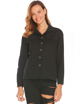Black Women Casual Turn-down Collar Long Sleeve Solid Button Pocket Sexy Shirt Blouse, Multicolor
Black Women Casual Turn-down Collar Long Sleeve Solid Button Pocket Sexy Shirt Blouse, Multicolor