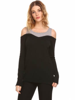 Black Women Casual Cold Shoulder Long Sleeve Pullover Knit Sweater Contrast Color, Multicolor
Black Women Casual Cold Shoulder Long Sleeve Pullover Knit Sweater Contrast Color, Multicolor