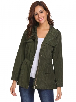 Army green Women Casual Hooded Long Sleeve Zipper Lightweight Jacket with Side Pockets, Multicolor
Army green Women Casual Hooded Long Sleeve Zipper Lightweight Jacket with Side Pockets, Multicolor