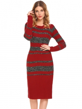 Red Women O-Neck Long Sleeve Patchwork Slim Fit Casual Pullover Sweater Dress, Multicolor
Red Women O-Neck Long Sleeve Patchwork Slim Fit Casual Pullover Sweater Dress, Multicolor