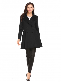 Black Women Double Breasted Lapel Long Sleeve Solid Trench Coat Outwear, Multicolor
Black Women Double Breasted Lapel Long Sleeve Solid Trench Coat Outwear, Multicolor