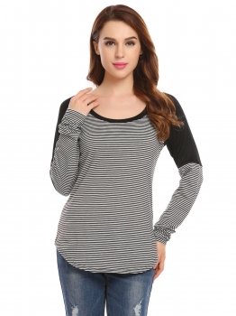 Black Women Casual Round Neck Long Sleeve Striped Contrast Color Basic Tee T Shirt, Multicolor
Black Women Casual Round Neck Long Sleeve Striped Contrast Color Basic Tee T Shirt, Multicolor