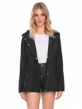 Black Women Casual Hooded Long Sleeve Zipper Lightweight Waterproof Raincoat, Multicolor
Black Women Casual Hooded Long Sleeve Zipper Lightweight Waterproof Raincoat, Multicolor