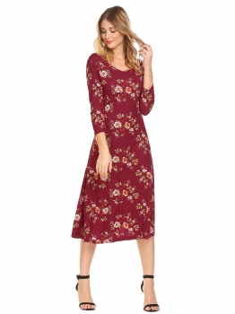 Red V Neck 3"4 Sleeve Back Cross Bandage Floral Printed Loose Pleated Casual Dress, Multicolor
Red V Neck 3"4 Sleeve Back Cross Bandage Floral Printed Loose Pleated Casual Dress, Multicolor