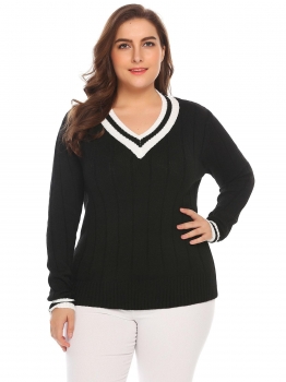 Black Women V-Neck Long Sleeve Casual Patchwork Pullover Sweater Plus Size, Multicolor
Black Women V-Neck Long Sleeve Casual Patchwork Pullover Sweater Plus Size, Multicolor