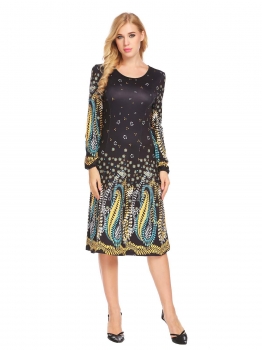 Yellow Women Round Neck Long Sleeve Floral Print Slim Fit Casual A-Line Dress, Multicolor
Yellow Women Round Neck Long Sleeve Floral Print Slim Fit Casual A-Line Dress, Multicolor