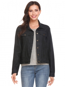 Black Women Casual Turn-down Collar Long Sleeve Solid Button Pocket Denim Jacket Outwear, Multicolor
Black Women Casual Turn-down Collar Long Sleeve Solid Button Pocket Denim Jacket Outwear, Multicolor