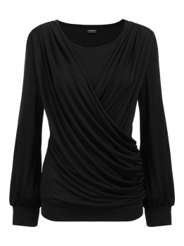 Black Women Casual Round Neck Long Sleeve Solid T Shirt Draped Basic Tee, Multicolor
Black Women Casual Round Neck Long Sleeve Solid T Shirt Draped Basic Tee, Multicolor
