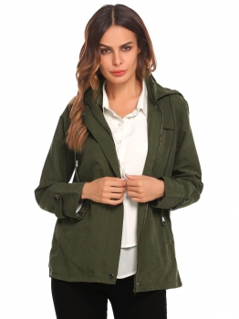 Army green Women Drawstring Hooded Solid Casual Loose Fit Military Jacket w" Pocket, Multicolor
Army green Women Drawstring Hooded Solid Casual Loose Fit Military Jacket w" Pocket, Multicolor