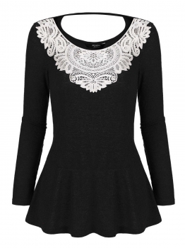Black Women Frilly Peplum Top Crochet Lace Patchwork Long Sleeve Casual Tops, Multicolor
Black Women Frilly Peplum Top Crochet Lace Patchwork Long Sleeve Casual Tops, Multicolor