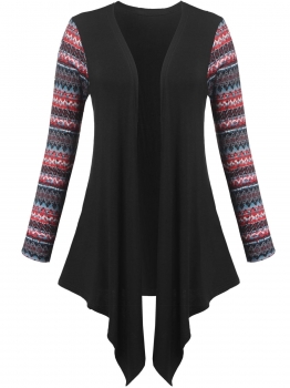 Black Women Casual Long Sleeve Tribal Print Patchwork Open Front Asymmetrical Cardigan, Multicolor
Black Women Casual Long Sleeve Tribal Print Patchwork Open Front Asymmetrical Cardigan, Multicolor