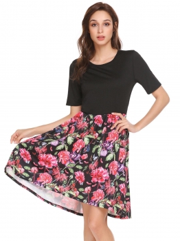Black Women Casual O-Neck Short Sleeve Patchwork Prints A-Line Pleated Sexy Dress, Multicolor
Black Women Casual O-Neck Short Sleeve Patchwork Prints A-Line Pleated Sexy Dress, Multicolor