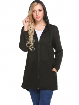 Black Women Hooded Zip Up Solid Asymmetrical Casual Loose Long Coat with Pocket, Multicolor
Black Women Hooded Zip Up Solid Asymmetrical Casual Loose Long Coat with Pocket, Multicolor