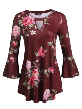 Wine red Women O-Neck Flare Long Sleeve Floral Print Casual Loose Shirts Blouse Tunic Top, Multicolor
Wine red Women O-Neck Flare Long Sleeve Floral Print Casual Loose Shirts Blouse Tunic Top, Multicolor