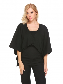Black Women 3"4 Sleeve Open Front Solid High Low Hem Poncho Cape Cardigan, Multicolor
Black Women 3"4 Sleeve Open Front Solid High Low Hem Poncho Cape Cardigan, Multicolor