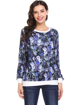 Blue Women O-Neck Floral Patchwork Casual Loose Fit Thin Pullover Sweatshirt, Multicolor
Blue Women O-Neck Floral Patchwork Casual Loose Fit Thin Pullover Sweatshirt, Multicolor