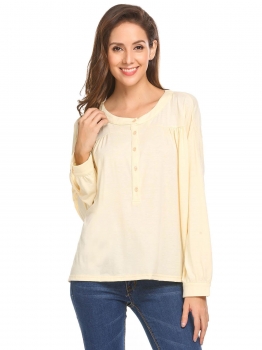 Apricot Women Casual Round Neck Long Sleeve Button Front Pleated Loose Blouse Tops, Multicolor
Apricot Women Casual Round Neck Long Sleeve Button Front Pleated Loose Blouse Tops, Multicolor