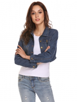 Dark blue Women Fashion Turn-down Collar Long Sleeve Button Pocket Short Denim Outwear Jacket, Multicolor
Dark blue Women Fashion Turn-down Collar Long Sleeve Button Pocket Short Denim Outwear Jacket, Multicolor