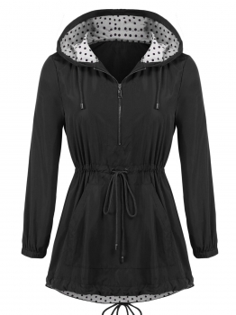 Black Women Casual Hooded Long Sleeve Elastic Cuffs Waist Drawstring Asymmetrical Hem Windproof Outwear, Multicolor
Black Women Casual Hooded Long Sleeve Elastic Cuffs Waist Drawstring Asymmetrical Hem Windproof Outwear, Multicolor