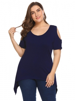 Blue Women Plus Size Cold Shoulder Short Sleeve Solid Comfy Asymmetrical T-Shirt Top, Multicolor
Blue Women Plus Size Cold Shoulder Short Sleeve Solid Comfy Asymmetrical T-Shirt Top, Multicolor