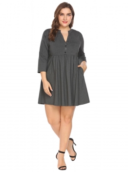 Black Women Notch Neck 3"4 Sleeve Casual Pleated Shirt Dress w" Pocket Plus, Multicolor
Black Women Notch Neck 3"4 Sleeve Casual Pleated Shirt Dress w" Pocket Plus, Multicolor