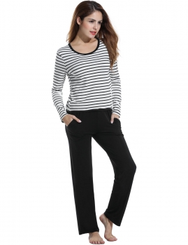 White Women Sleepwear Striped T-shirt Solid Pants Loose Set Shapewear & Pajamas, Multicolor
White Women Sleepwear Striped T-shirt Solid Pants Loose Set Shapewear & Pajamas, Multicolor