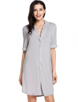 Grey Long Sleeve Sleepwear Solid Turn-down Collar Contrast Color Loose Nightwear Kimono Robe, Multicolor
Grey Long Sleeve Sleepwear Solid Turn-down Collar Contrast Color Loose Nightwear Kimono Robe, Multicolor