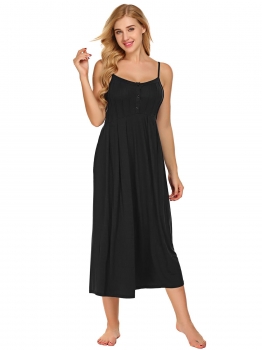 Black Women Spaghetti Strap Sleeveless Button Nighties Sleepwear Dress, Multicolor
Black Women Spaghetti Strap Sleeveless Button Nighties Sleepwear Dress, Multicolor