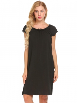 Black Women Short Sleeve Sleepwear Ruffles Lounge Dress Solid Loose Chiffon Nightgown, Multicolor
Black Women Short Sleeve Sleepwear Ruffles Lounge Dress Solid Loose Chiffon Nightgown, Multicolor