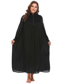 Black Women Stand Neck Long Sleeve Lace Patchwork Loose Gown Nightgown Plus, Multicolor
Black Women Stand Neck Long Sleeve Lace Patchwork Loose Gown Nightgown Plus, Multicolor