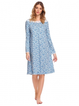 Pattern 1 Irregular Collar Long Sleeve A-Line Ruffle Hem Lace Prints Sleepwear Dress, Multicolor
Pattern 1 Irregular Collar Long Sleeve A-Line Ruffle Hem Lace Prints Sleepwear Dress, Multicolor