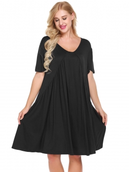Black Women Casual O-Neck Short Sleeve Solid A-Line Pleated Loose Pregnant Dress, Multicolor
Black Women Casual O-Neck Short Sleeve Solid A-Line Pleated Loose Pregnant Dress, Multicolor